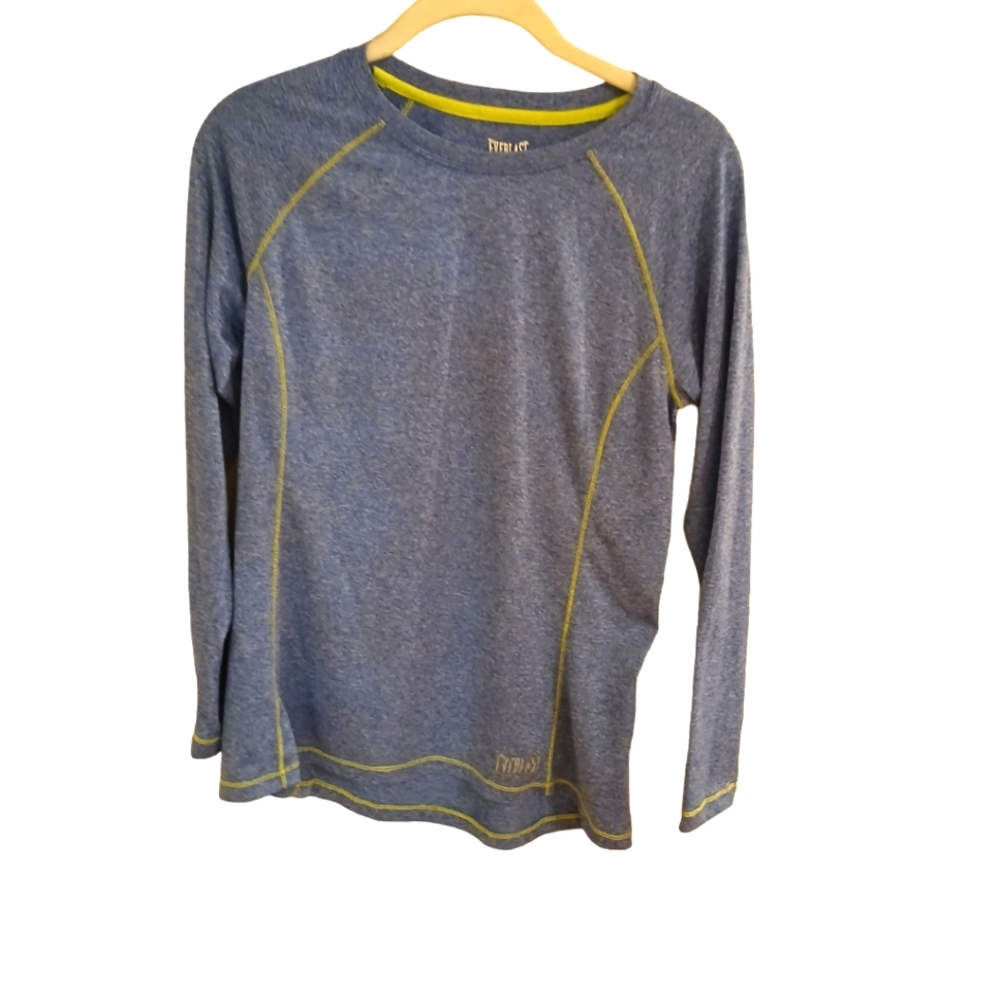 Everlast Sport Women's  Blue Heather Athletic Top With Yellow Contrast Si,e S